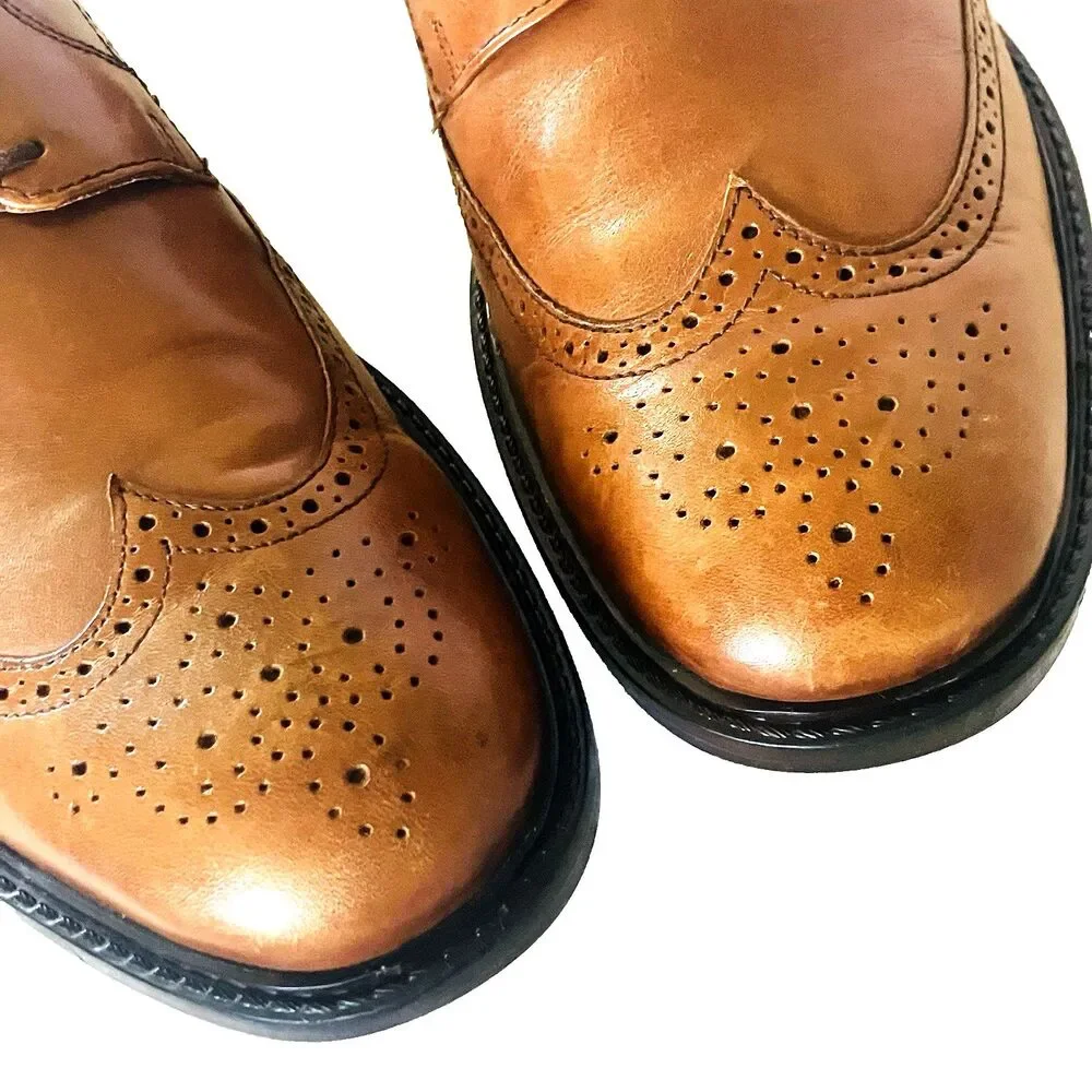 Johnston Murphy Wingtip Shoes 1862 Brogue 11.5 Mens Derby Tan Brown India Preppy
